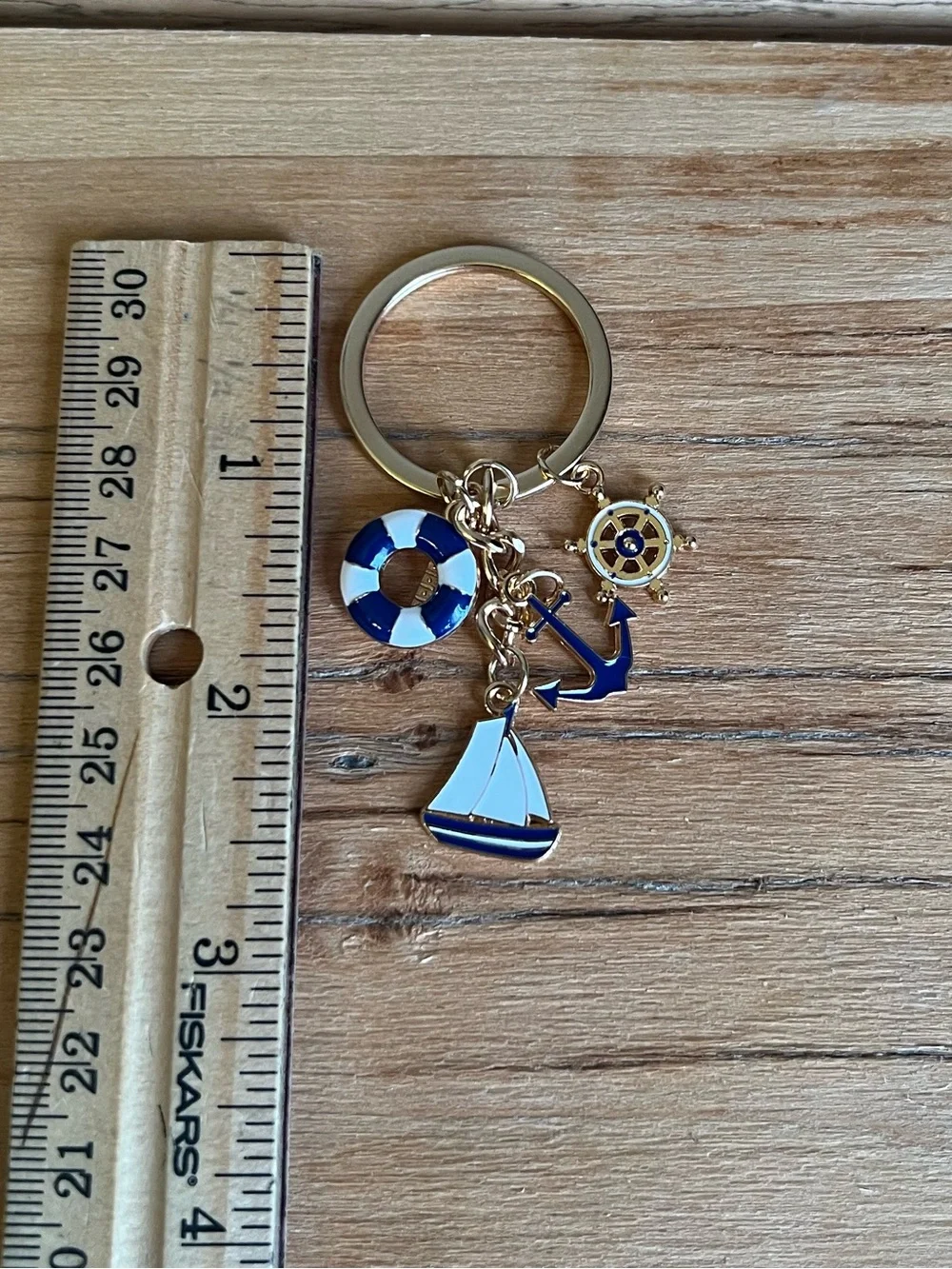 Bag Charm/Keyring-Nautical Charms Anchor, Life Ring & Sailboat - Gold Plated